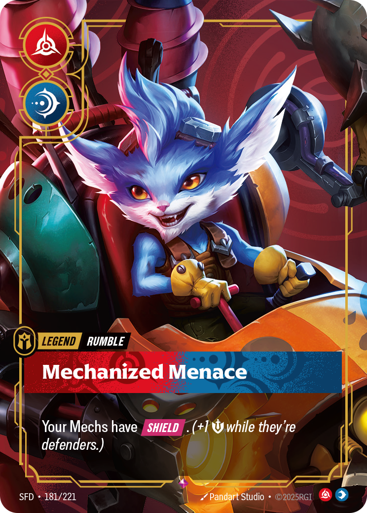 Riftbound Legend: Mechanized Menace. Your Mechs have [Shield]. (+1 [S] while they're defenders.)