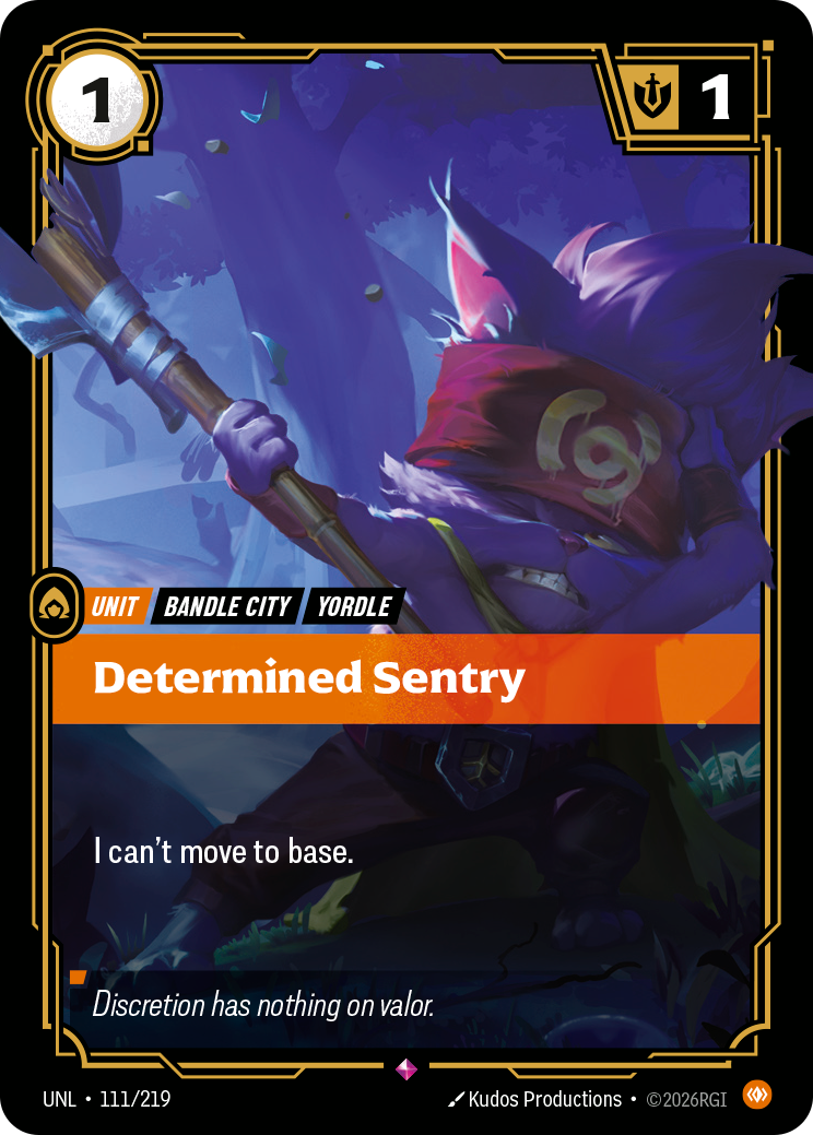 Riftbound Unit: Determined Sentry. I can't move to base.