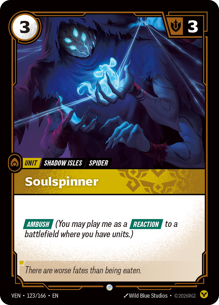 Riftbound Unit: Soulspinner. [Ambush] (You may play me as a [Reaction] to a battlefield where you have units.)
