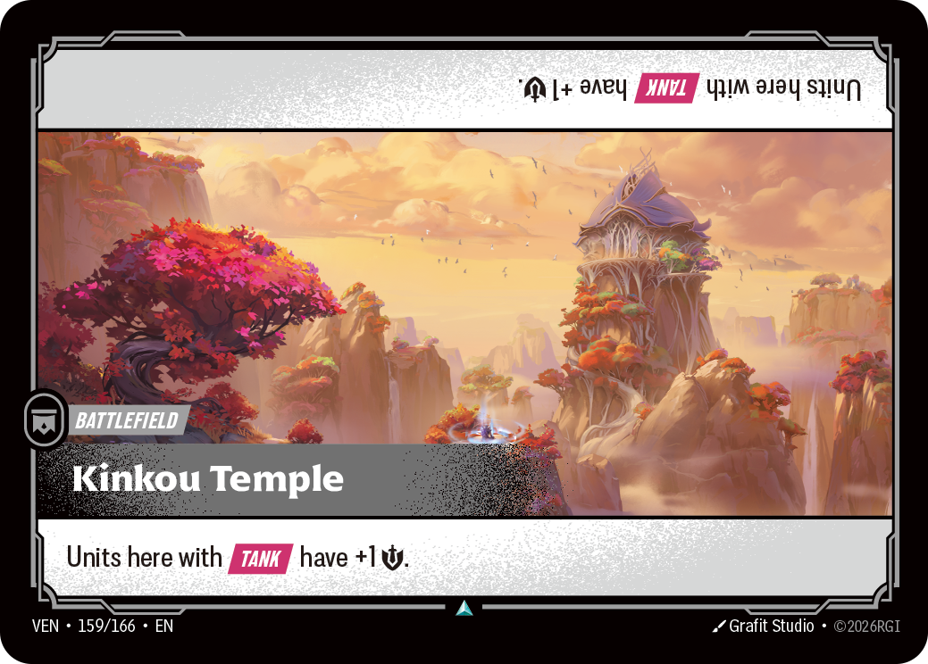 Riftbound Battlefield: Kinkou Temple. Units here with [Tank] have +1 [S].