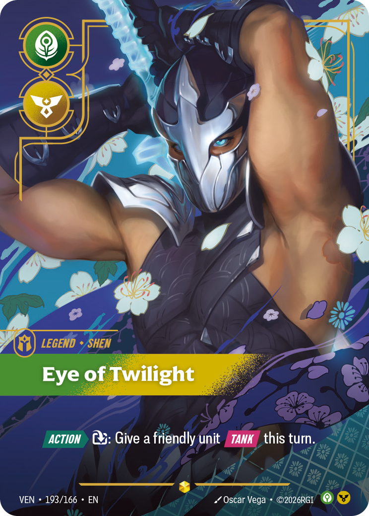 Riftbound Legend: Eye of Twilight. [Action][>] [T]: Give a friendly unit [Tank] this turn.