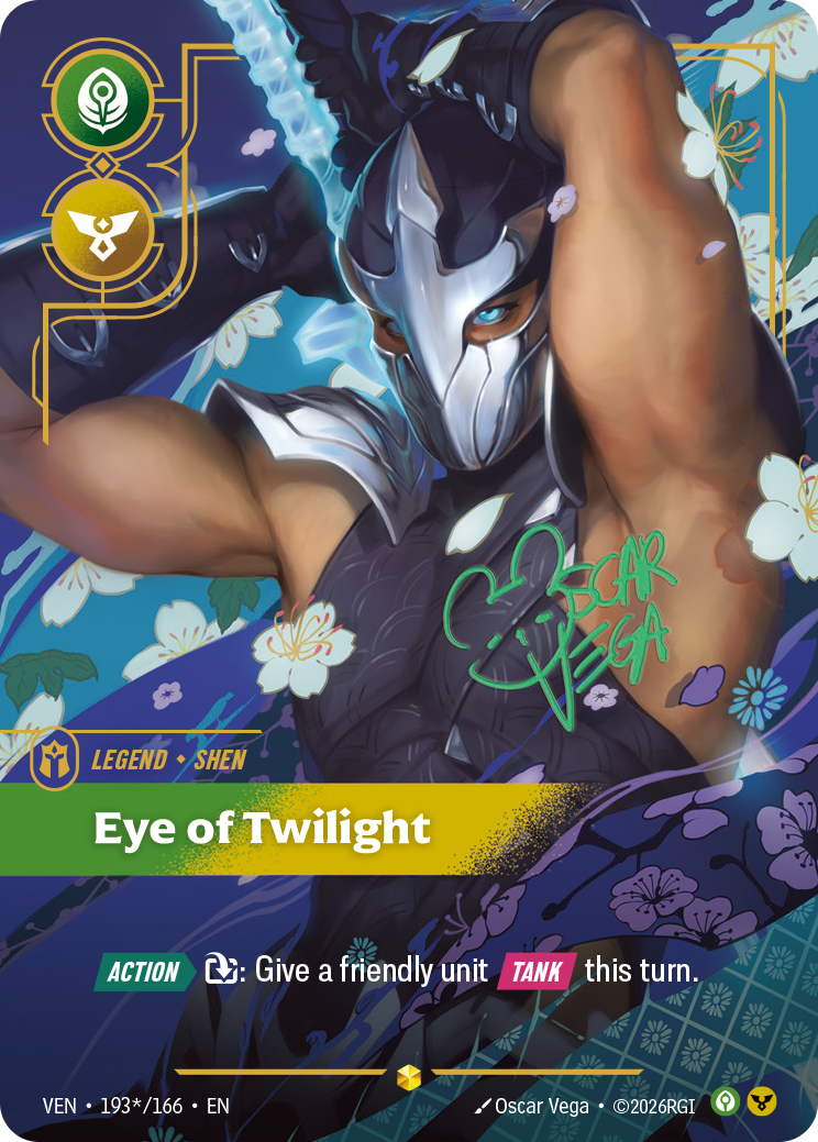 Riftbound Legend: Eye of Twilight. [Action][>] [T]: Give a friendly unit [Tank] this turn.